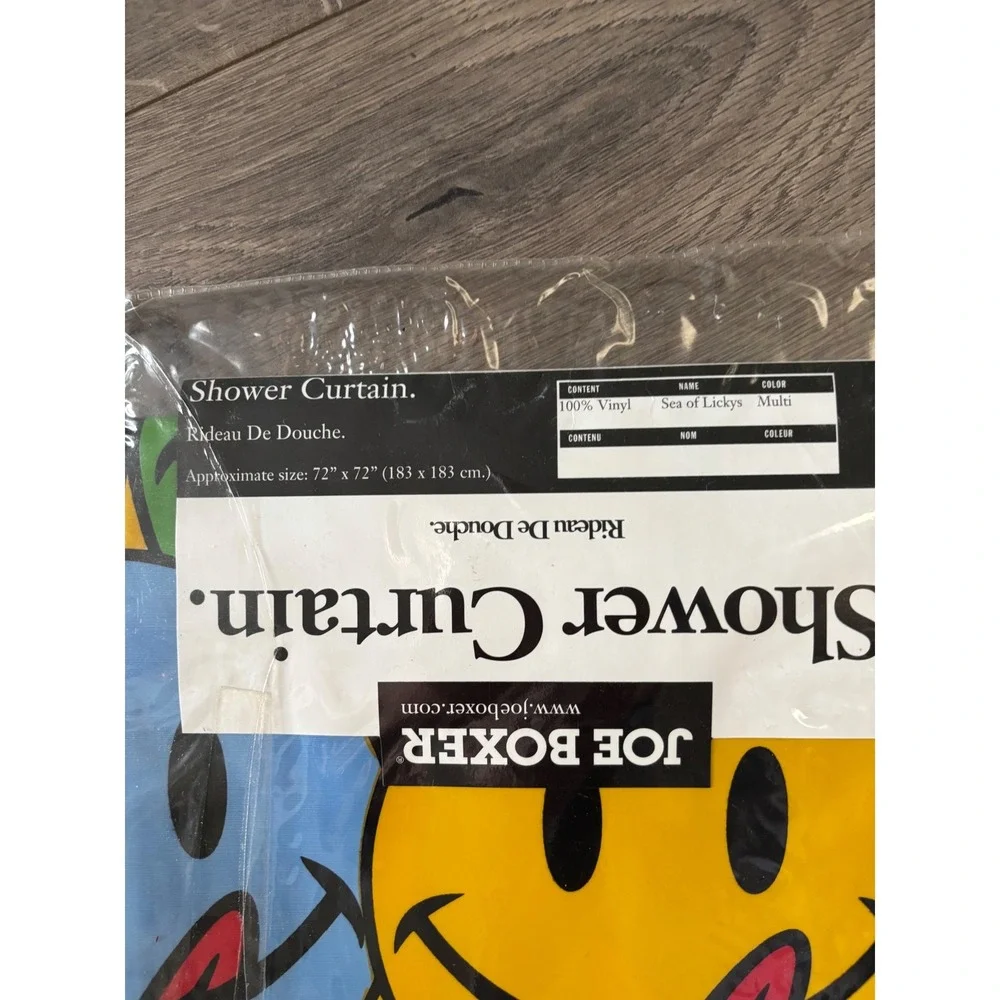 Joe Boxer Sea of Lickys Smiley Face Shower Curtain Vinyl Multi Color 72x72 NEW